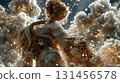 A fantasy portrait of a Japanese goddess enveloped in light and clouds 131456578