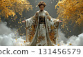 A fantastic portrait of a Japanese goddess wrapped in golden flowers 131456579