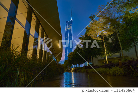 Kuala lumpur merdeka 118 skyscraper illuminating modern cityscape at night 131456664