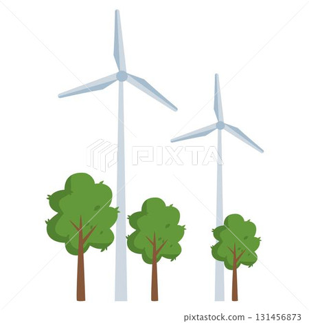 energy producing wind turbines icon cartoon 131456873