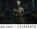 sinister clown nurse with a doll, generative AI 131456878