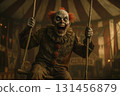 clown on a circus swing, generative AI 131456879