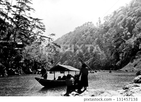 Old photo, 1958, Kyoto, Arashiyama, houseboat Old photo, 1958, Kyoto, Arashiyama, houseboat 131457138