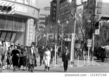 Old photo, 1956, Ginza 4-chome, Tokyo 131457148