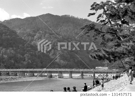 Old photo, 1962, Togetsukyo Bridge, Arashiyama, Kyoto 131457571