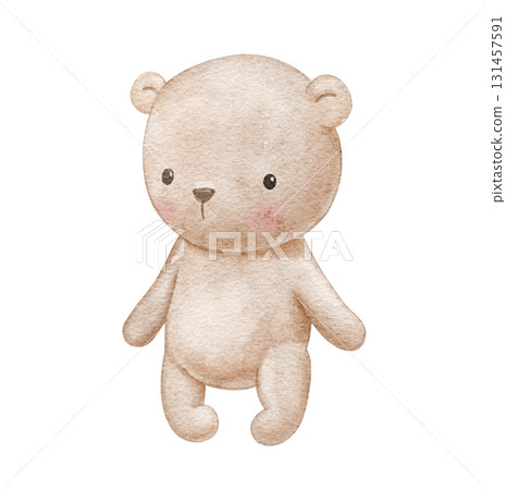 Watercolor cute woodland animal, little bear illustration for baby. Isolated drawing for nursery 131457591
