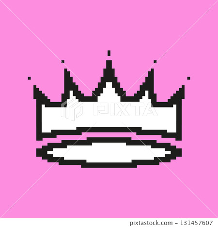 Crown Pixel Art Icon. Royalty, Leadership, And Authority Symbol. Regal And Majestic Representation. Isolated Vector Illustration 131457607