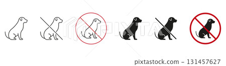 Dog Allowed And No Dogs Allowed Icon Set. Pet-Friendly And Restricted Area Symbols Collection. Animal Policy And Signage. Isolated Vector Illustration 131457627