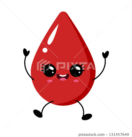 Happy kawaii blood drop character cartoon 131457649