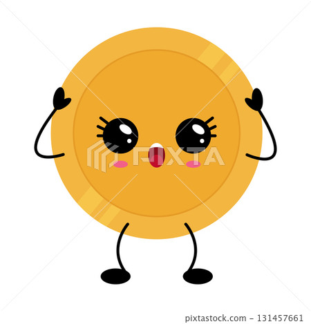Kawaii gold coin cartoon character design 131457661