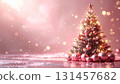 Pink gold sparkling Christmas tree background illustration 131457682