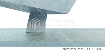 3d rendering modern empty room with concrete structures and tiled floor 131457693