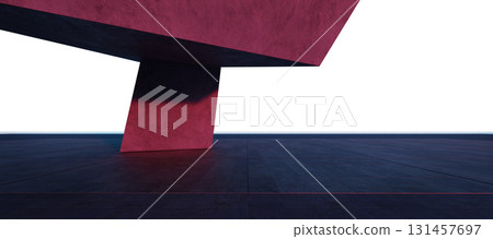 3d rendering modern empty room with red concrete construction and dark floor 3d rendering modern empty room with red concrete construction and dark floor 131457697