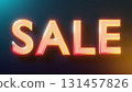 3d renndering glassy pink and yellow layered sale sign shining on reflective surface 131457826