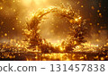 Gold glitter Christmas wreath background illustration 131457838