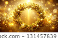 Gold glitter Christmas wreath background illustration 131457839