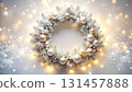 Pearl white sparkling Christmas wreath background illustration 131457888