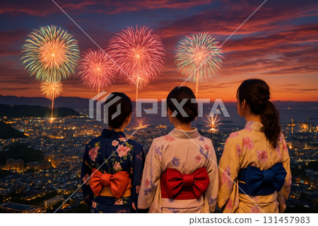 Fireworks overlooking Otaru city from Mount Tengu 131457983