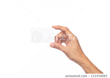 business man hand holding business card isolated on white background with clipping path business man hand holding business card isolated on white background with clipping path 131458065
