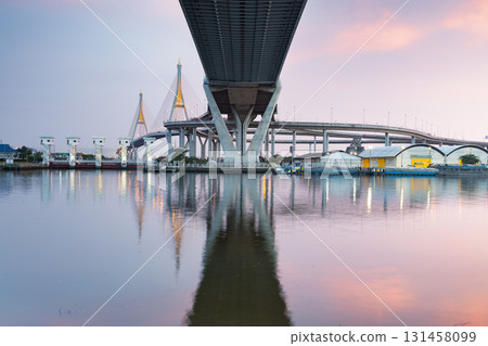 Bhumibol Bridge in Bangkok and Samut Prakan, Thailand. Bhumibol Bridge in Bangkok and Samut Prakan, Thailand. 131458099