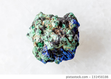 unpolished azurite and malachite mineral on white unpolished azurite and malachite mineral on white 131458186