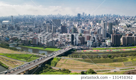 從荒川或赤羽方向拍攝的東京鳥瞰圖 131458362