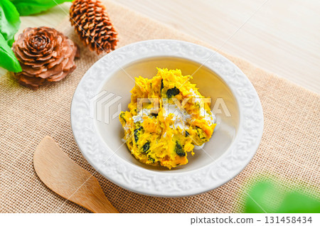 Pumpkin salad with fresh cream 131458434