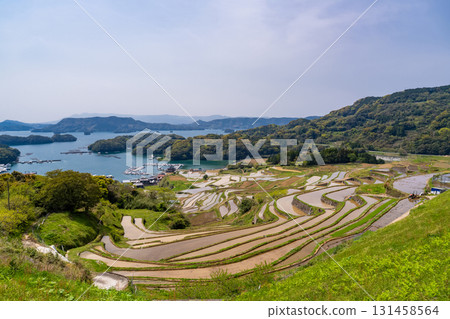 <Saga Prefecture> Rice terraces in Oura and rural scenery overlooking Imari Bay <Saga Prefecture> Rice terraces in Oura and rural scenery overlooking Imari Bay 131458564
