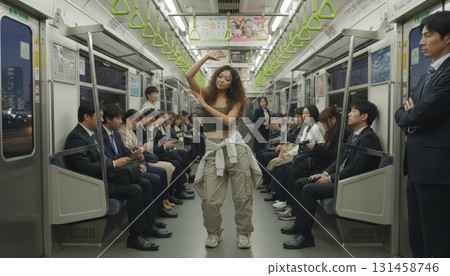 山手線上亞洲女性的同步照片 131458746