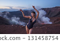 Synchronized photo of Asian women posing with Mount Fuji in the background 131458754