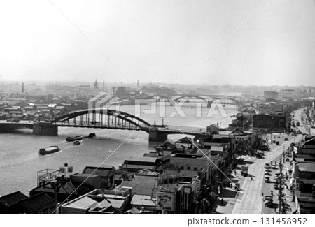 Old photo from 1956, Tokyo, panorama of Komagatabashi and Umabashi from Asakusa 131458952