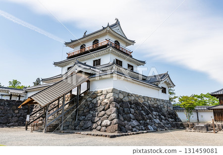 Shiroishi Castle Tower on a clear day in Shiroishi City, Miyagi Prefecture 131459081