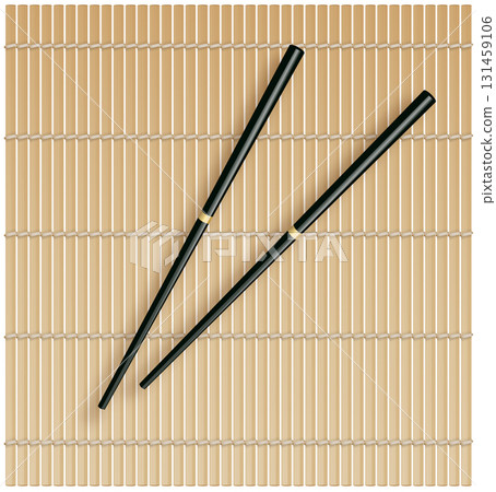 Japanese bamboo sushi roller. Kitchen utensil for maki making. 131459106