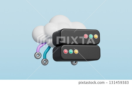 Data Cloud Server Icon. 3D Rendering. 131459383