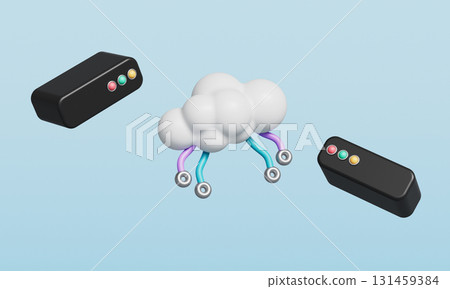 Data Cloud Server Icon. 3D Rendering. 131459384