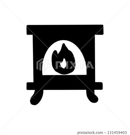 Illustration material of a fireplace and flames that decorate the Christmas season 131459403