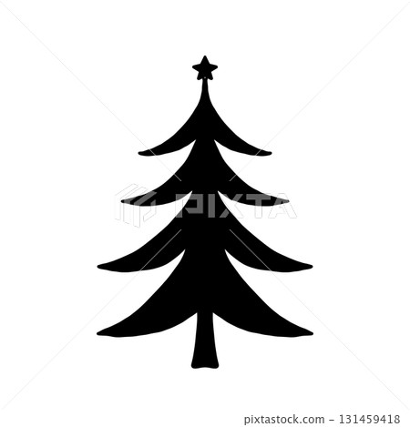 A simple illustration of a Christmas tree decorated with stars and ornaments A simple illustration of a Christmas tree decorated with stars and ornaments 131459418