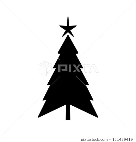 A simple illustration of a Christmas tree decorated with stars and ornaments A simple illustration of a Christmas tree decorated with stars and ornaments 131459419