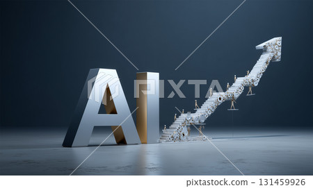 未來主義人工智慧標誌與上升箭頭發展圖概念 131459926