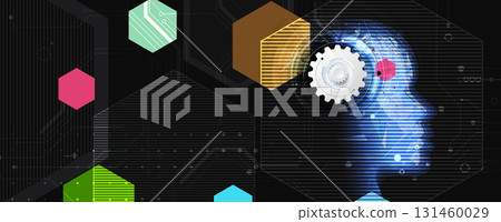 Abstract particles network and artificial intelligence background 131460029