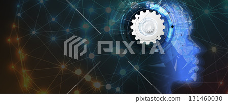 Abstract particles network and artificial intelligence background 131460030