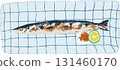 Illustration of grilled salted autumn saury 131460170