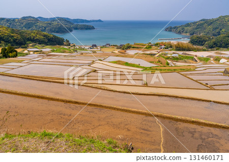 Saga Prefecture: Rice terraces in Dadatake and a rural landscape overlooking the sea Saga Prefecture: Rice terraces in Dadatake and a rural landscape overlooking the sea 131460171
