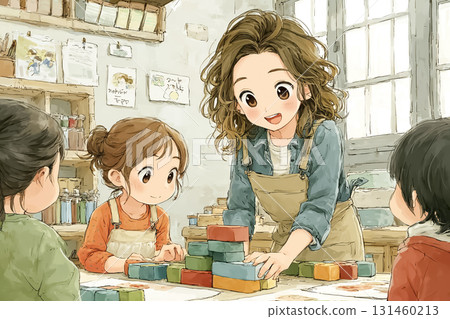 Miyu系列:孩子們一起玩彩色積木的場景 Miyu系列:孩子們一起玩彩色積木的場景 131460213