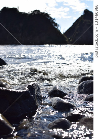 Autumn seascape with waves and rocks 131460966