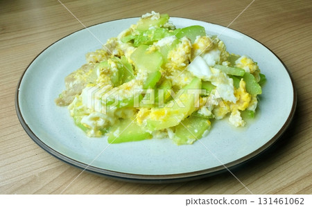Authentic Thai Stir-fried Angled Luffa and Egg Dish 131461062