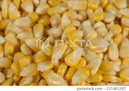 Close-Up Of Fresh Corn Kernels Texture From Above. Close-Up Of Fresh Corn Kernels Texture From Above. 131461207