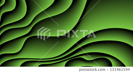 Abstract background of three-dimensional gradient green lines. Green wave background template for creative design Abstract background of three-dimensional gradient green lines. Green wave background template for creative design 131461594