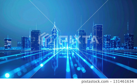 由數位線條構成的未來城市景觀 131461634