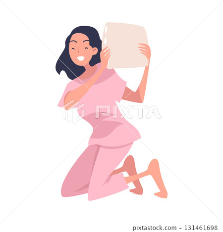 Pajama Party with Woman Character Pillow Fight Vector Illustration Pajama Party with Woman Character Pillow Fight Vector Illustration 131461698